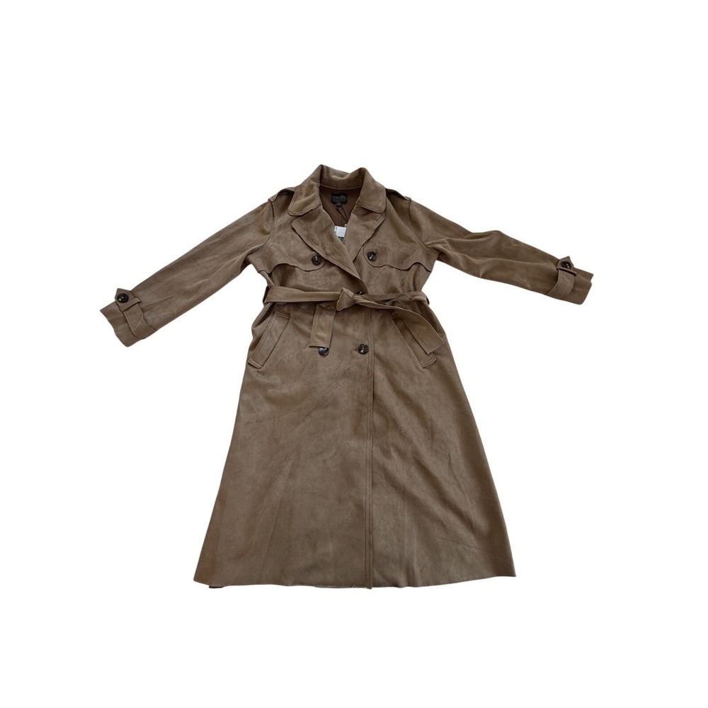 Truth by Republic‎ Faux Leather Trench Coat Womens Medium Camel Belted